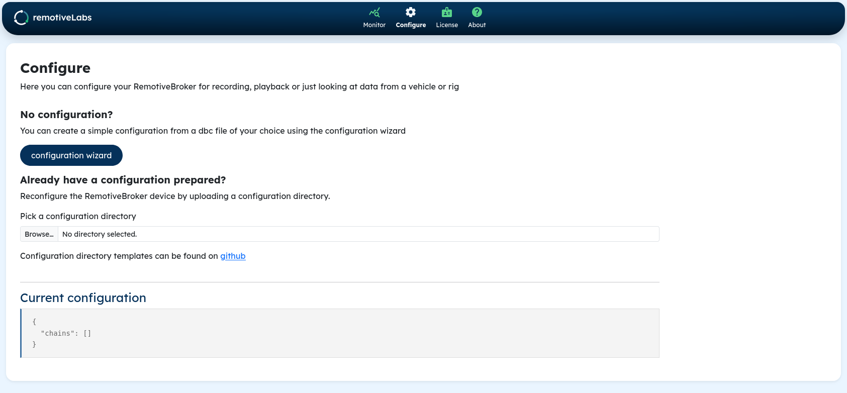 Configuration page