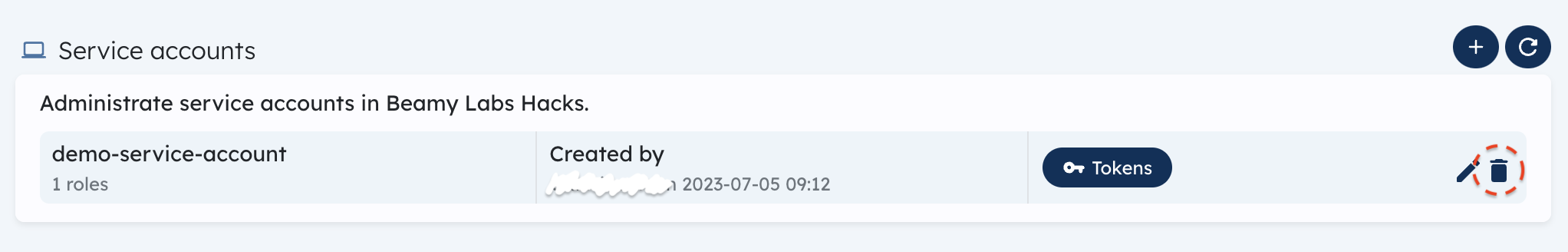 [Image] Delete service account